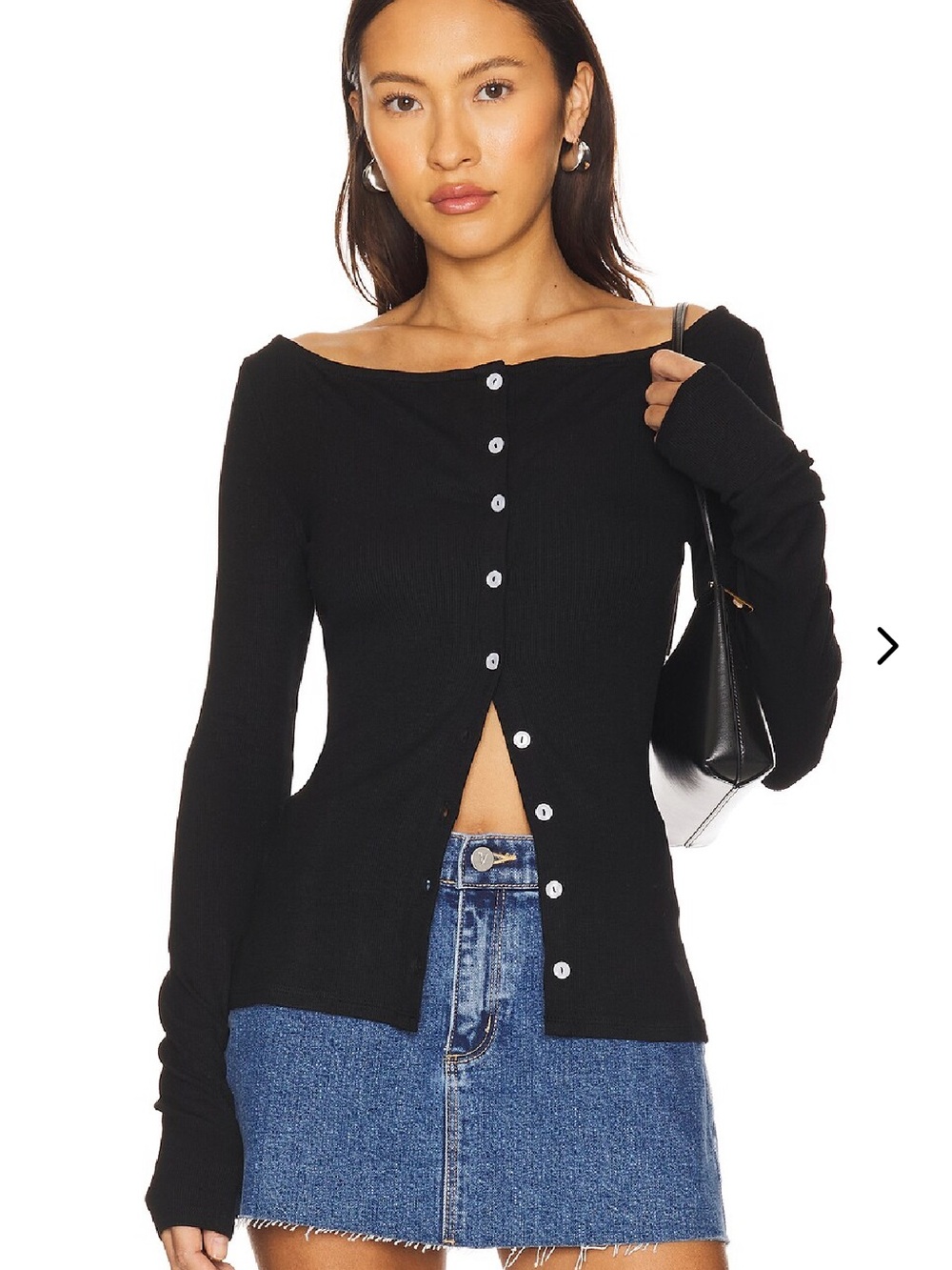 Lovers + Friends Jeanna Top Off-Shoulder Button-Front Cardigan Small
